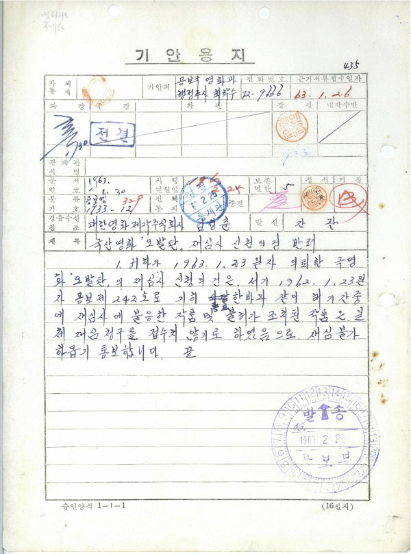 <오발탄> 재심사 신청의 건 반려